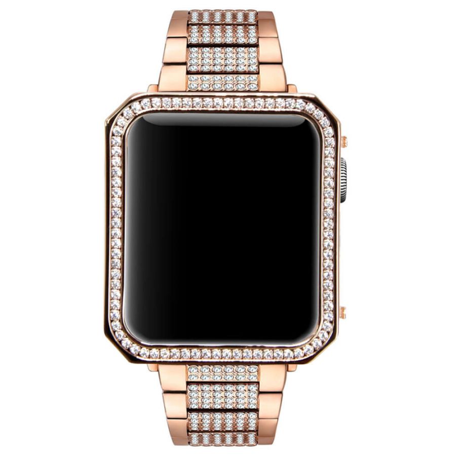 Rose gold special square diamonds alloy Apple watch case